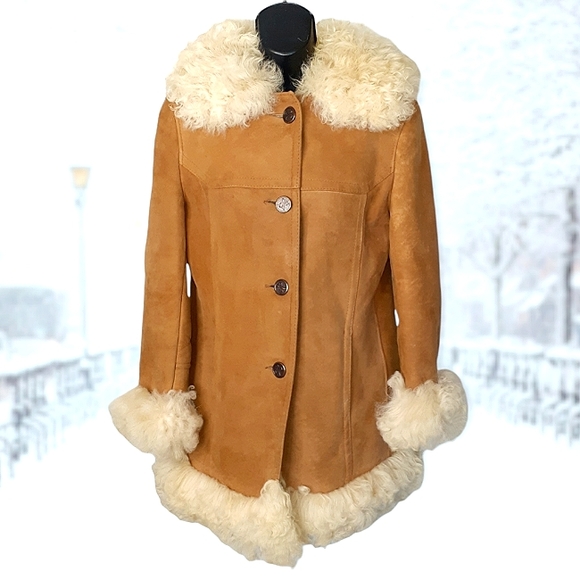 Roos/Atkins Jackets & Blazers - ROOS/ATKINS Tan Curly Lamb Shearling Sheepskin Ran